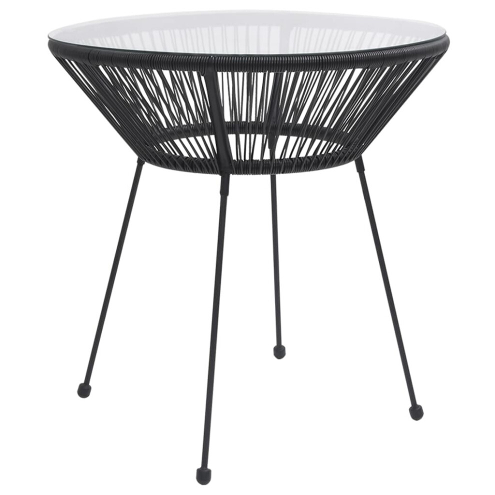 vidaXL Garden Dining Table Black Ã70x74 cm Rattan and Glass Outdoor Table