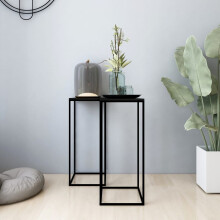 vidaXL 2x Side Tables Black Steel Telephone Couch Coffee Centre Accent Table