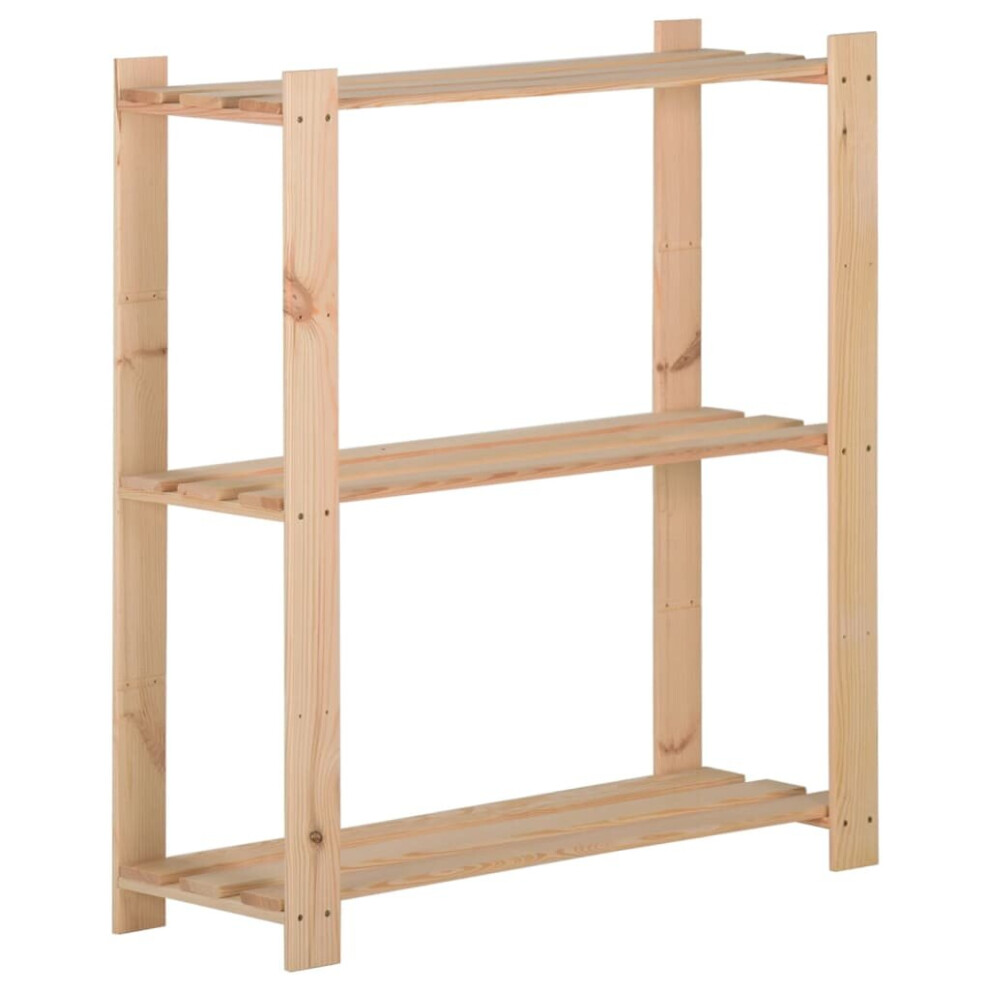 Vidaxl Solid Pinewood 3-Tier Storage Rack Home Garage Storage Units Shelf 8720286652244