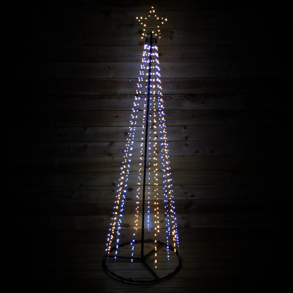 13ft 4m Premier Christmas Outdoor Black Pin Wire LED Pyramid Maypole Tree in Warm & Cool White Mix