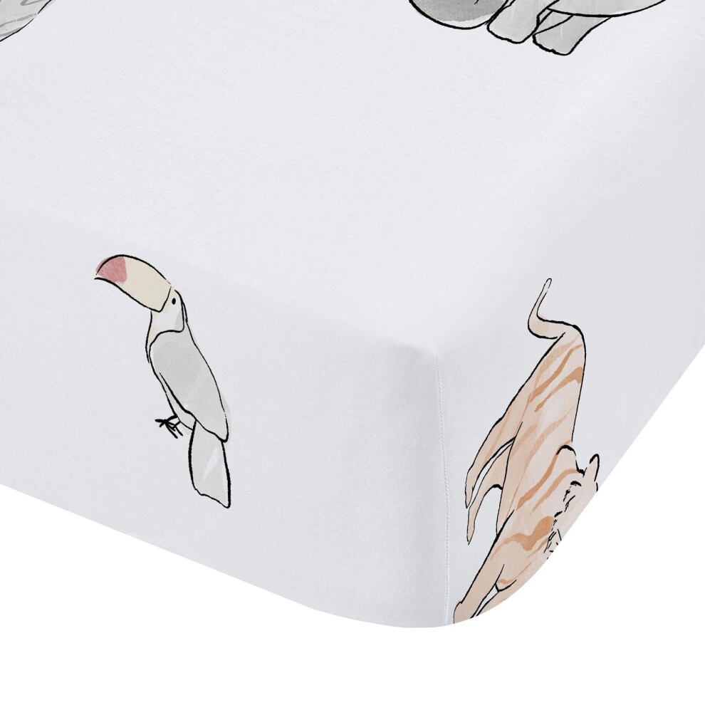 Little Bianca Zoo Animals Fitted Sheet Pastel Junior