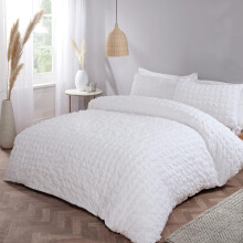 Belle Maison Seersucker White Double Duvet Cover Set Bedding Bed Set Bed Linen