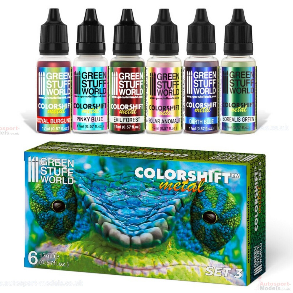 Green Stuff World Green Chameleon Colourshift Metal Acrylic Paint Set #3 By Gsw