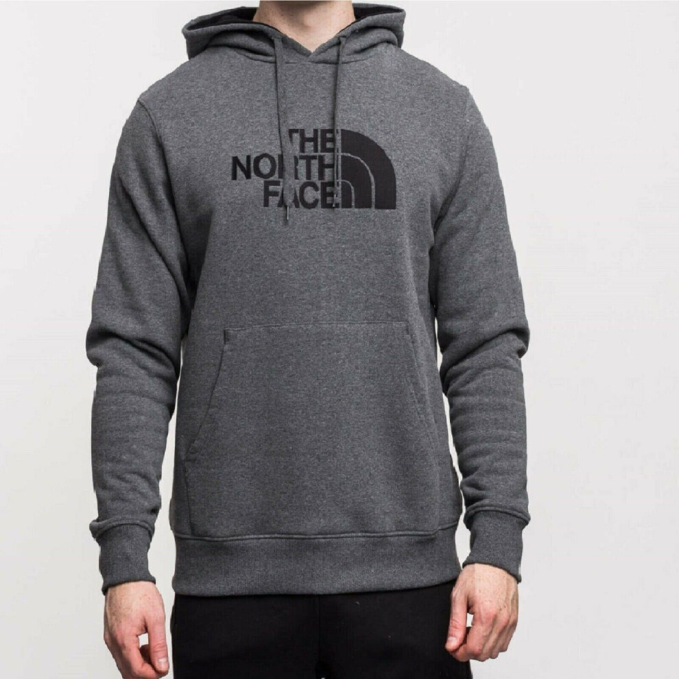 (TNF Drew Peak Embroidery Overhead Hoodie [Grey,S]) The North Face Mens Hoodie