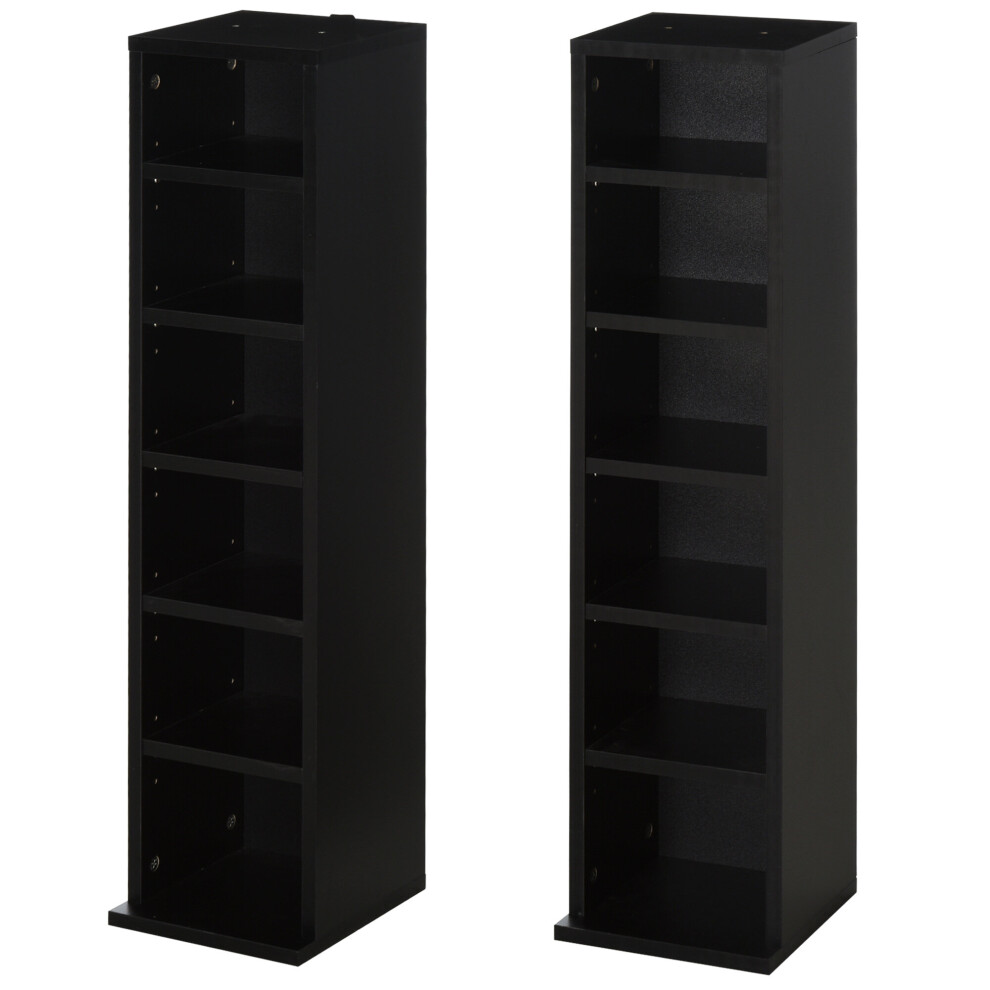 HOMCOM Set of 2 CD Media Display Shelf 6-Tier Tower Rack, Black