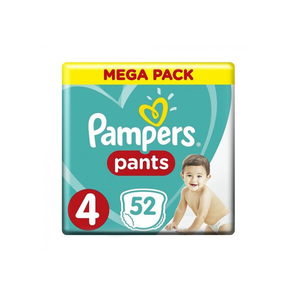 Pampers Aloe Vera Lotion Infused Baby-Dry Pants With Stretchy Sides & Leakage Protection, Size 4, For 9-14 Kg Baby, Mega Pack of 52's