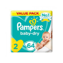 Pampers New Baby-Dry Size 2 Baby Diapers 3-6 kg Value Pack 64's
