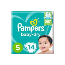 Pampers Baby-Dry Diapers With Aloe Vera Lotion & Leakage Protection, Size 5, For 11-16 Kg Baby, Pack of 14's