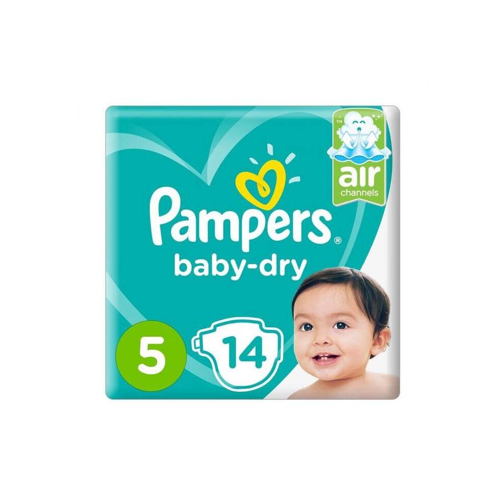 Baby-Dry Diapers With Aloe Vera Lotion & Leakage Protection, Size 5, For 11-16 Kg Baby, Pack Of 14'S Pampers
