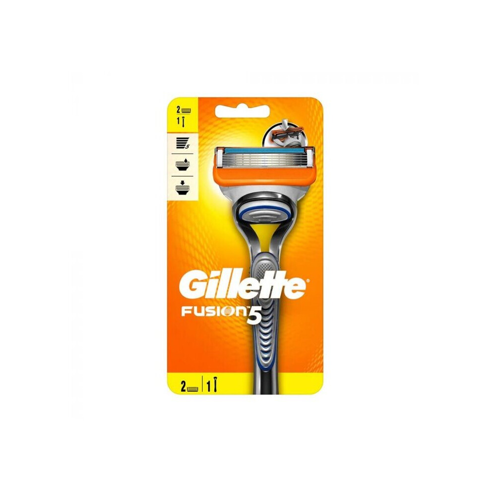 Gillette Fusion 5 Men's Razor, Pack of 1 Handle + 2 Blades