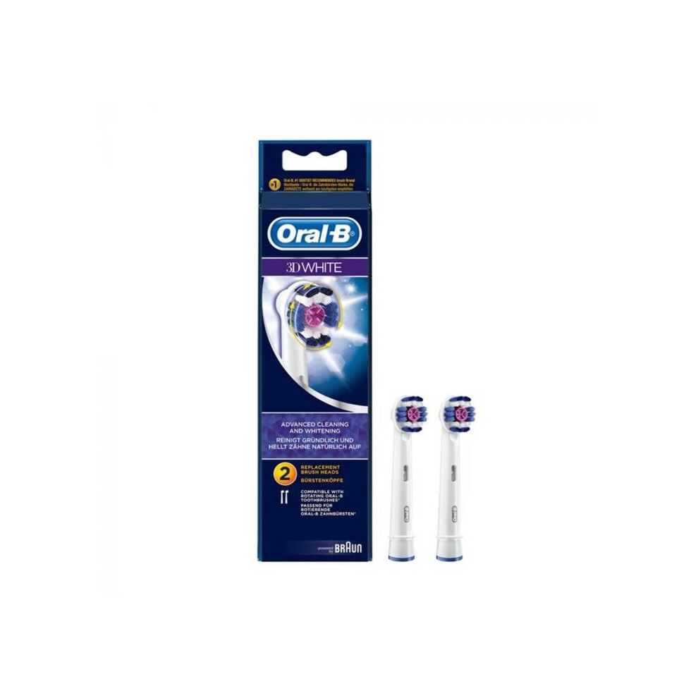 Braun Oral-B 3D White Replacement Brush Heads Dental Care Brighten Your Smile 2's