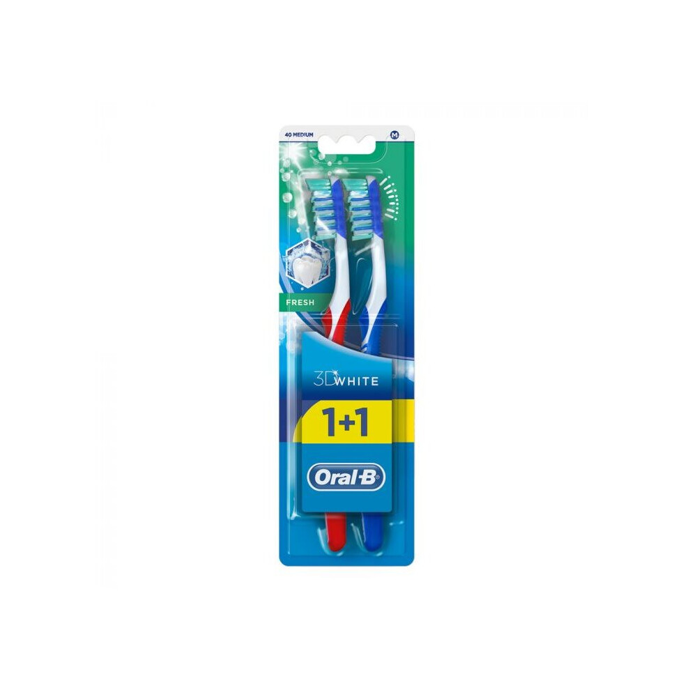 Oral B 3D White Fresh Toothbrush 40 Medium 1+1