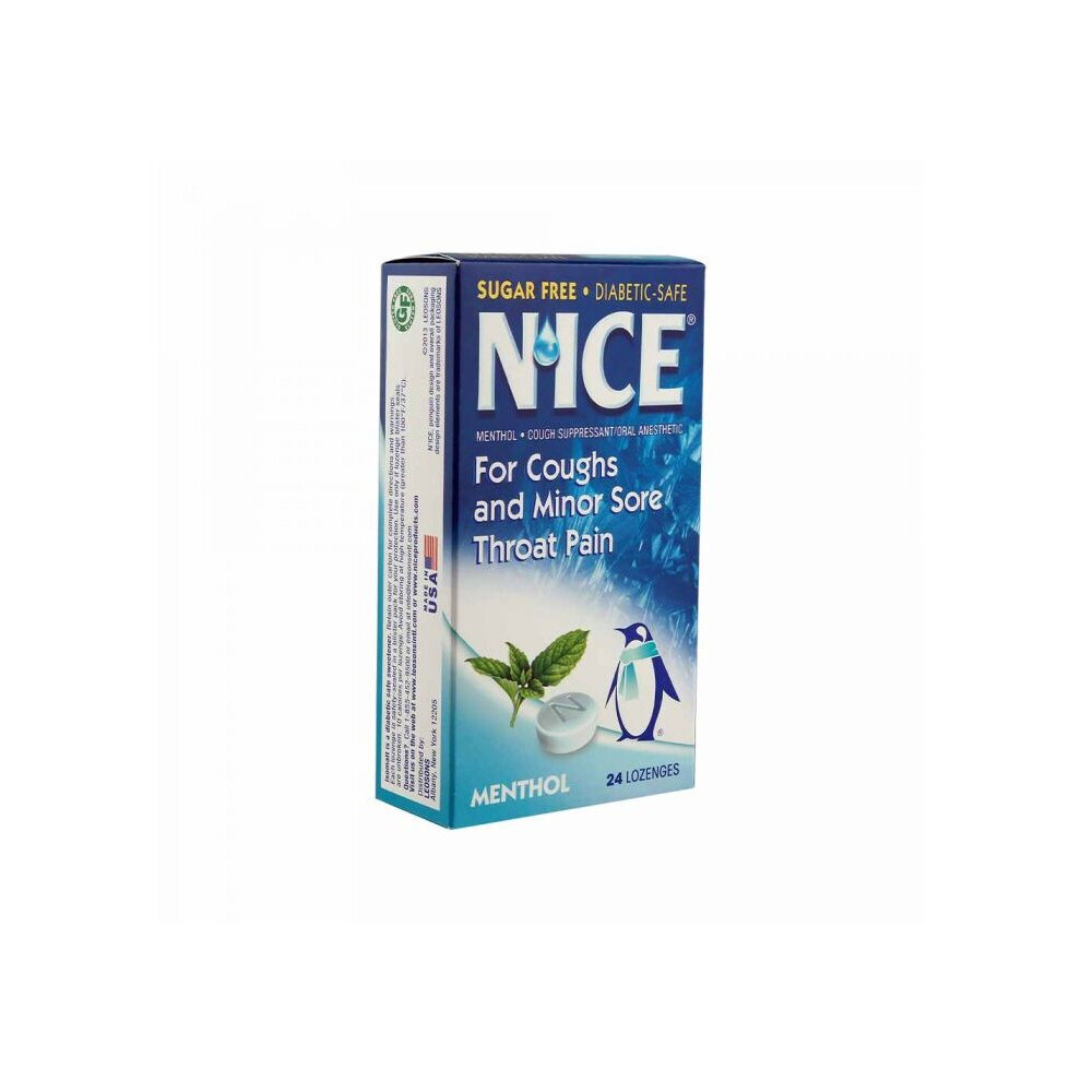 Nice Menthol Lozenges 24's, Menthol Flavor, Soothes Sore Throats, Cough Relief