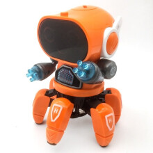 (Orange) Smart Dancing Robot Electronic Six-claw RC Robot With LED Lights Children's Music Educational Toys Boys Christmas Birthday Gifts