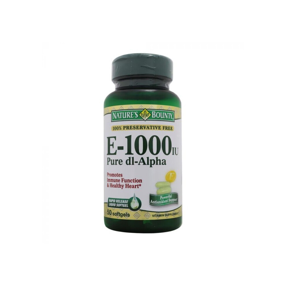Nature's Bounty E-1000Iu Pure Dl-Alpha Softgels Supports Immune & Antioxidant Health 50'S