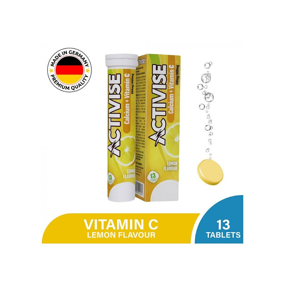 Activise Calcium + Vitamin C Lemon Flavor Effervescent Tablets For Bone & Immune Health, Pack Of 13'S