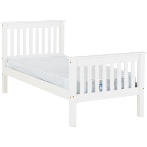 Monaco 3FT Single High Foot End Bed  Frame Only - White 1