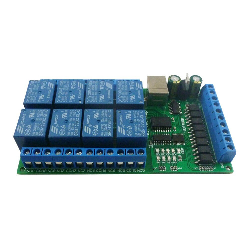 Dc 12V 24V 8Ch Usb Serial Port Relay Optically Isolated Io Module Uart Rs232 Switch Board Ch340 For Win10 Win7 Linux Max Os 774048923477