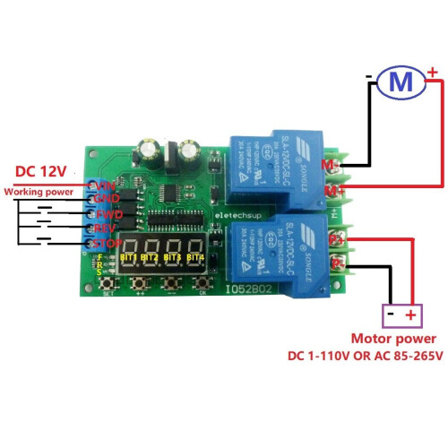 12V 30A Multifunction DC/AC Motor Controller Relay Board Forward Reverse Control Automatic Delay Cycle Start Stop Switch Module 2