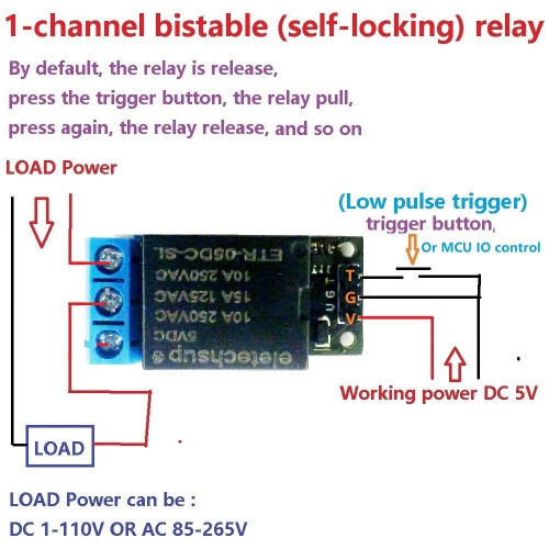 5V 12V 1-4CH Flip-Flop Latch Relay Module Bistable Self-locking Trigger Switch Board for Motor LED PLC 2