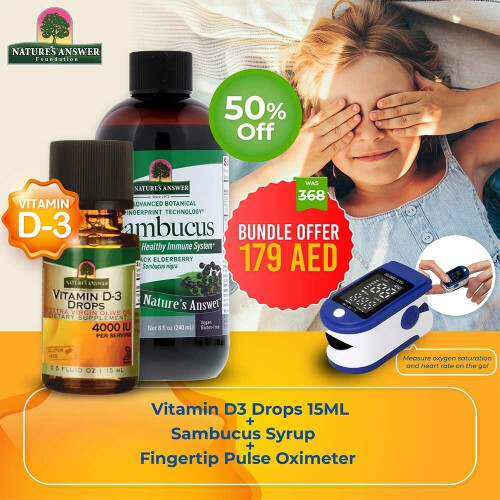 Nature's Answer Vit D3 + Sambucus Syrup + Fingertip Pulse Oximeter