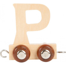 Train Trolley Letter P Wood Beige 5 X 3,5 X 6 Cm