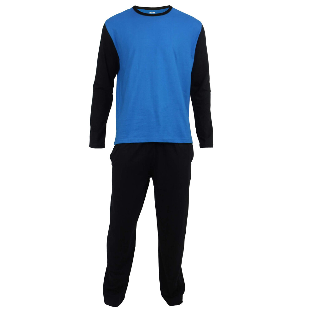 (M, Black/Blue ) Men's Pyjama Set PJ's Sizes S-4XL