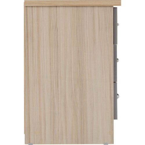 Seconique Nevada 3 Drawer Bedside Chest Grey Gloss/Light Oak Effect Veneer 2