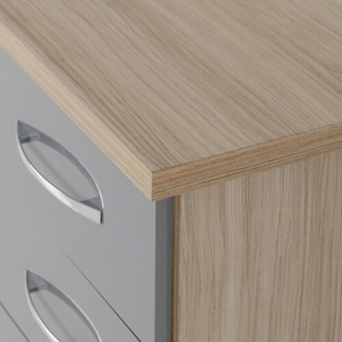 Seconique Nevada 3 Drawer Bedside Chest Grey Gloss/Light Oak Effect Veneer 1