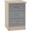 Seconique Nevada 3 Drawer Bedside Chest Grey Gloss/Light Oak Effect Veneer 7