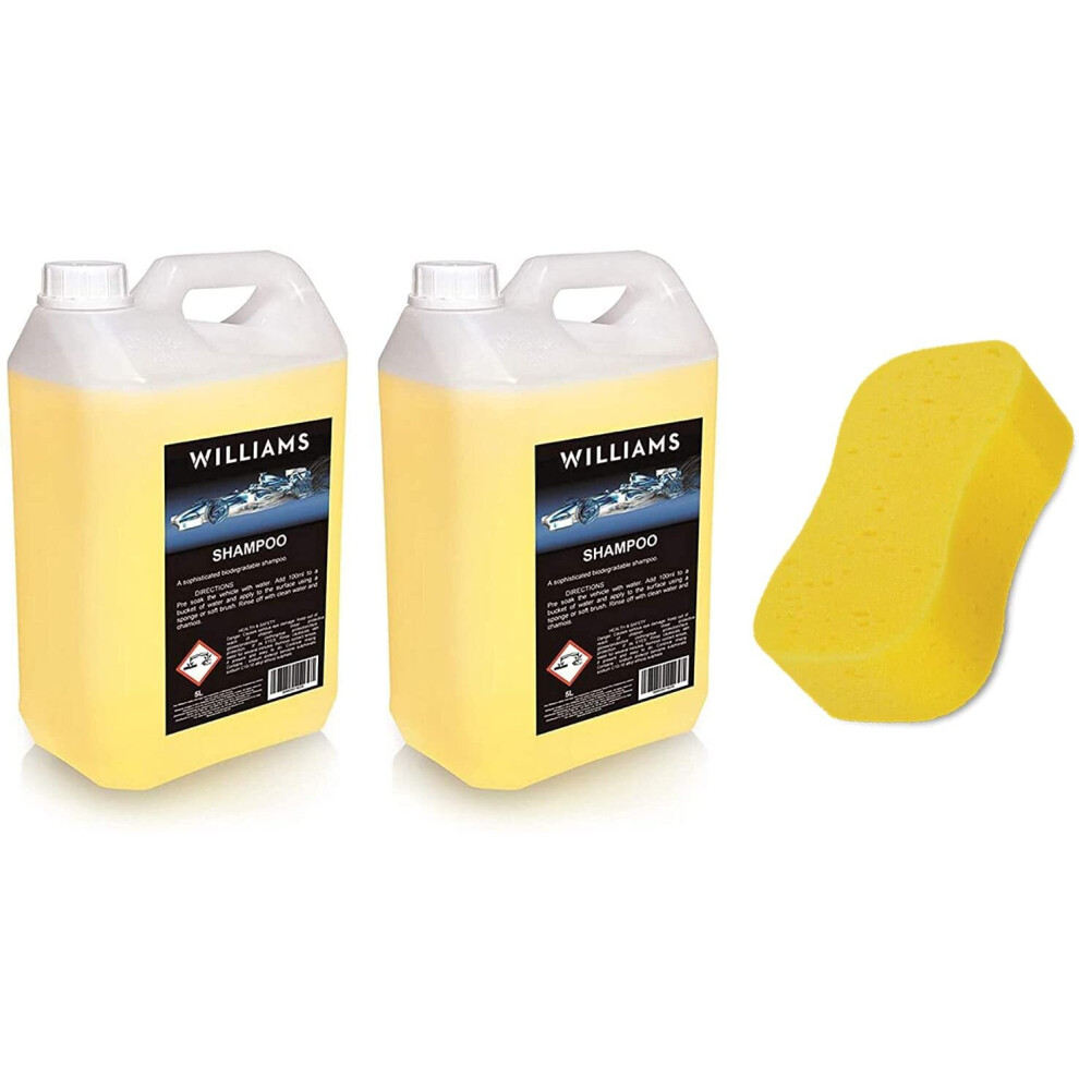 Williams Racing 2 x 5L Car Shampoo with Added Jumbo Sponge