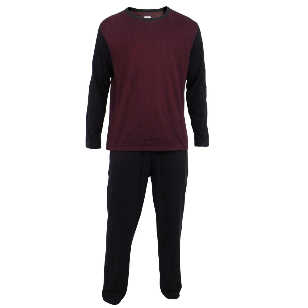 (L, Black/Burgundy) Men's Pyjama Set PJ's Sizes S-4XL