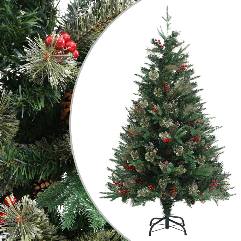 vidaXL Christmas Tree with Pine Cones Green 120 cm PVC&PE Holiday Decoration