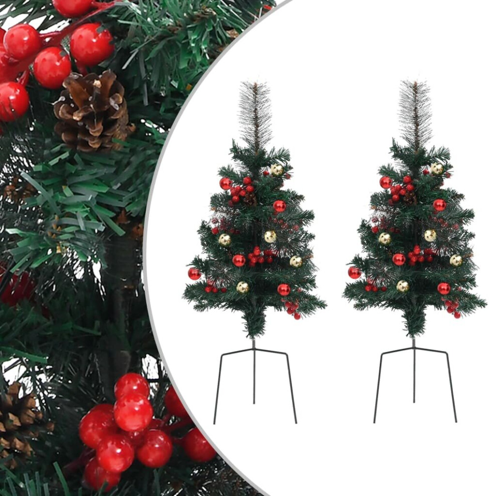 vidaXL 2x Artificial Pathway Christmas Trees 76 cm PVC Holiday Decoration