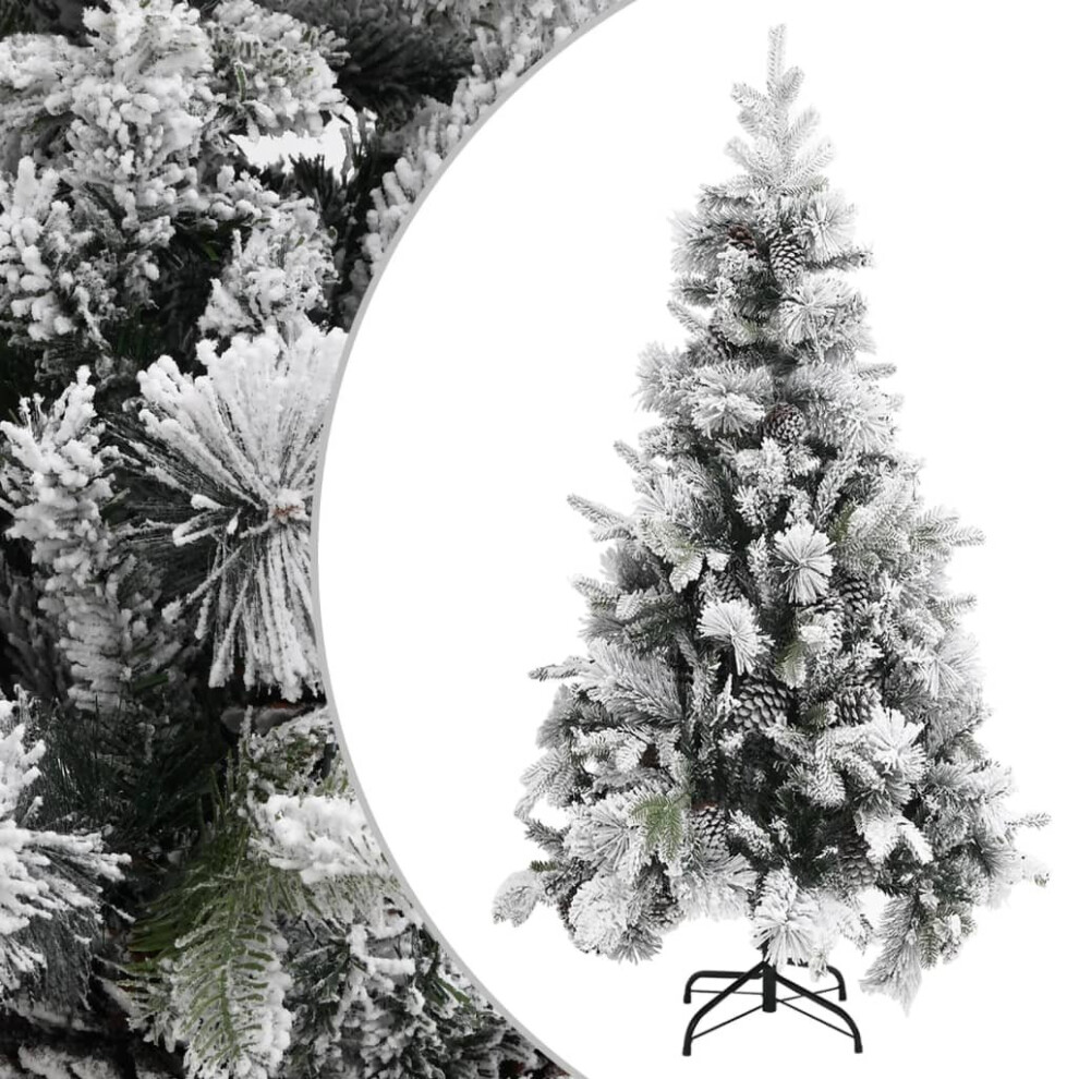 Vidaxl Christmas Tree With Flocked Snow&Cones 225 Cm Pvc&Pe Holiday Decoration White