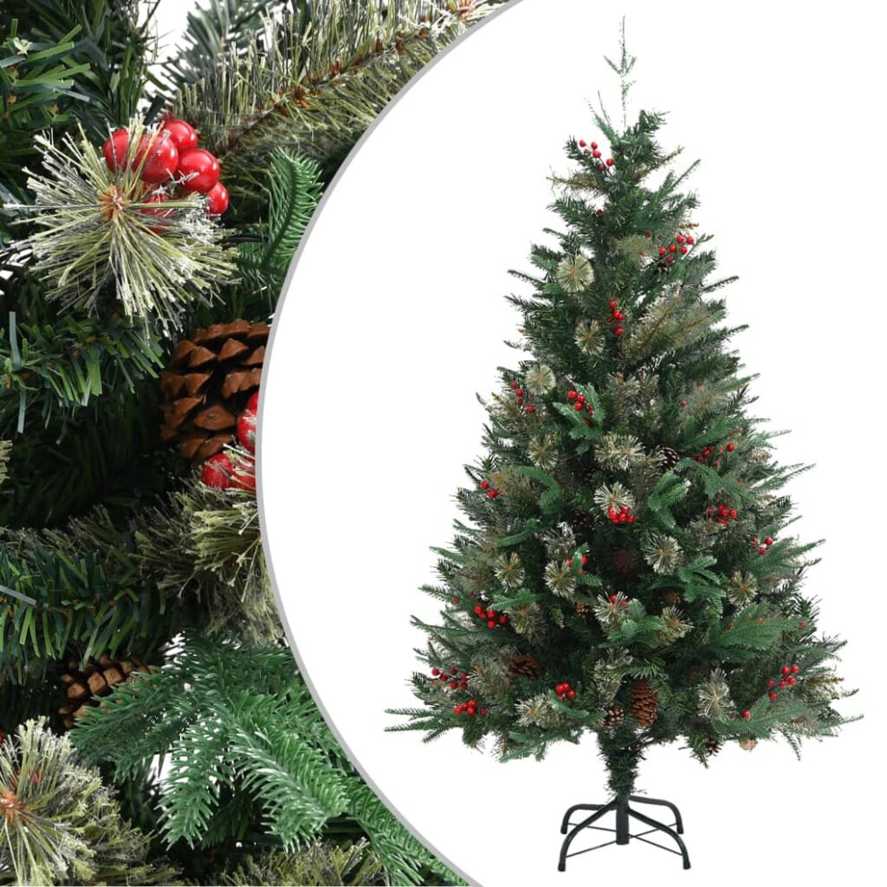 vidaXL Christmas Tree with Pine Cones Green 150 cm PVC&PE Holiday Decoration