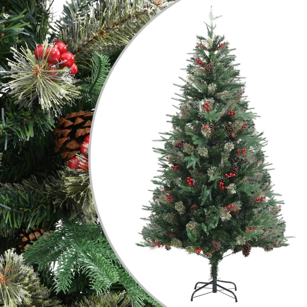 vidaXL Christmas Tree with Pine Cones Green 195 cm PVC&PE Holiday Decoration