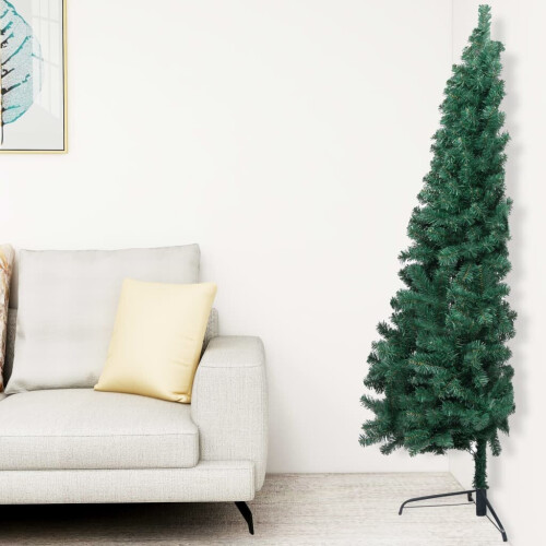 VidaXL vidaXL Artificial Half Christmas Tree with Stand Green PVC Xmas Tree Unit 1