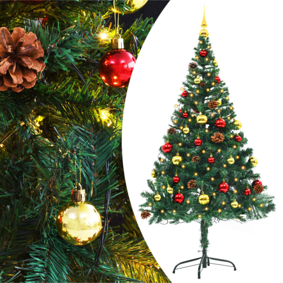 Vidaxl Artificial Pre-Lit Christmas Tree With Baubles Artificial Tree Green