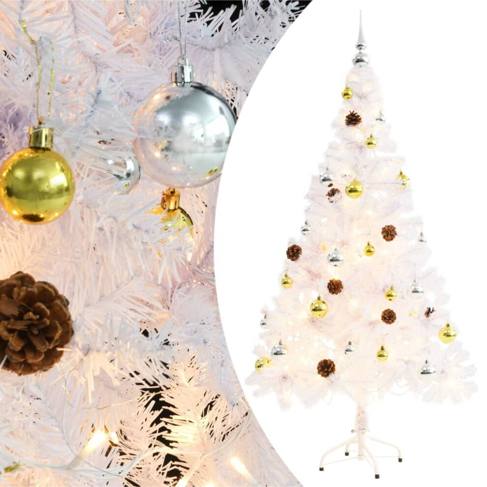Vidaxl Artificial Pre-Lit Christmas Tree With Baubles Artificial Tree White