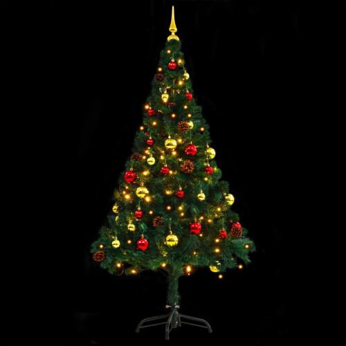 VidaXL vidaXL Artificial Pre-lit Christmas Tree with Baubles Artificial Tree Green 1