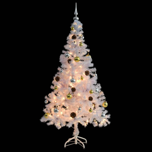 VidaXL vidaXL Artificial Pre-lit Christmas Tree with Baubles Artificial Tree White 1