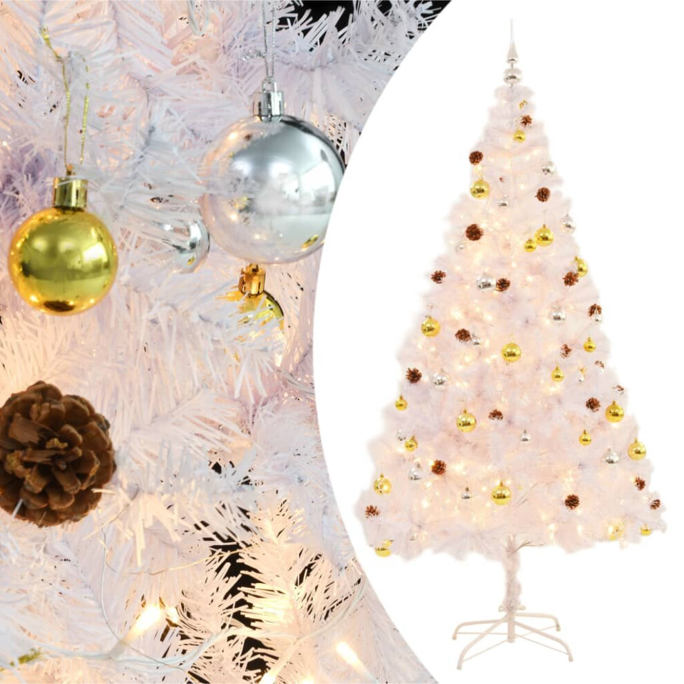 Vidaxl Artificial Pre-Lit Christmas Tree With Baubles Artificial Tree White