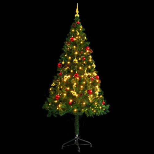 VidaXL vidaXL Artificial Pre-lit Christmas Tree with Baubles Artificial Tree Green 1