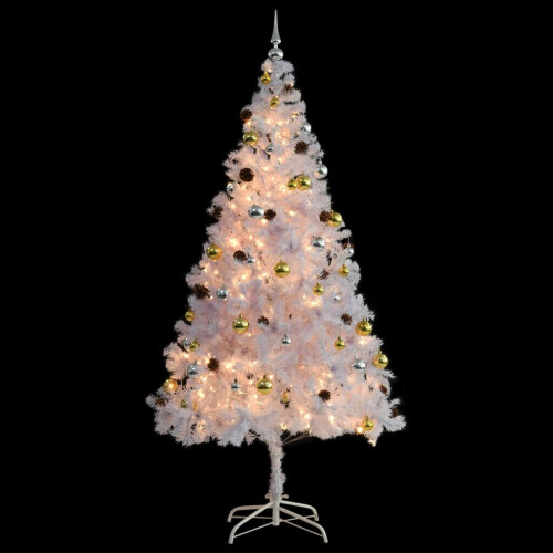 VidaXL vidaXL Artificial Pre-lit Christmas Tree with Baubles Artificial Tree White 1