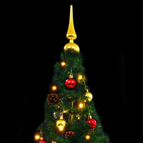 VidaXL vidaXL Artificial Pre-lit Christmas Tree with Baubles Artificial Tree Green 2
