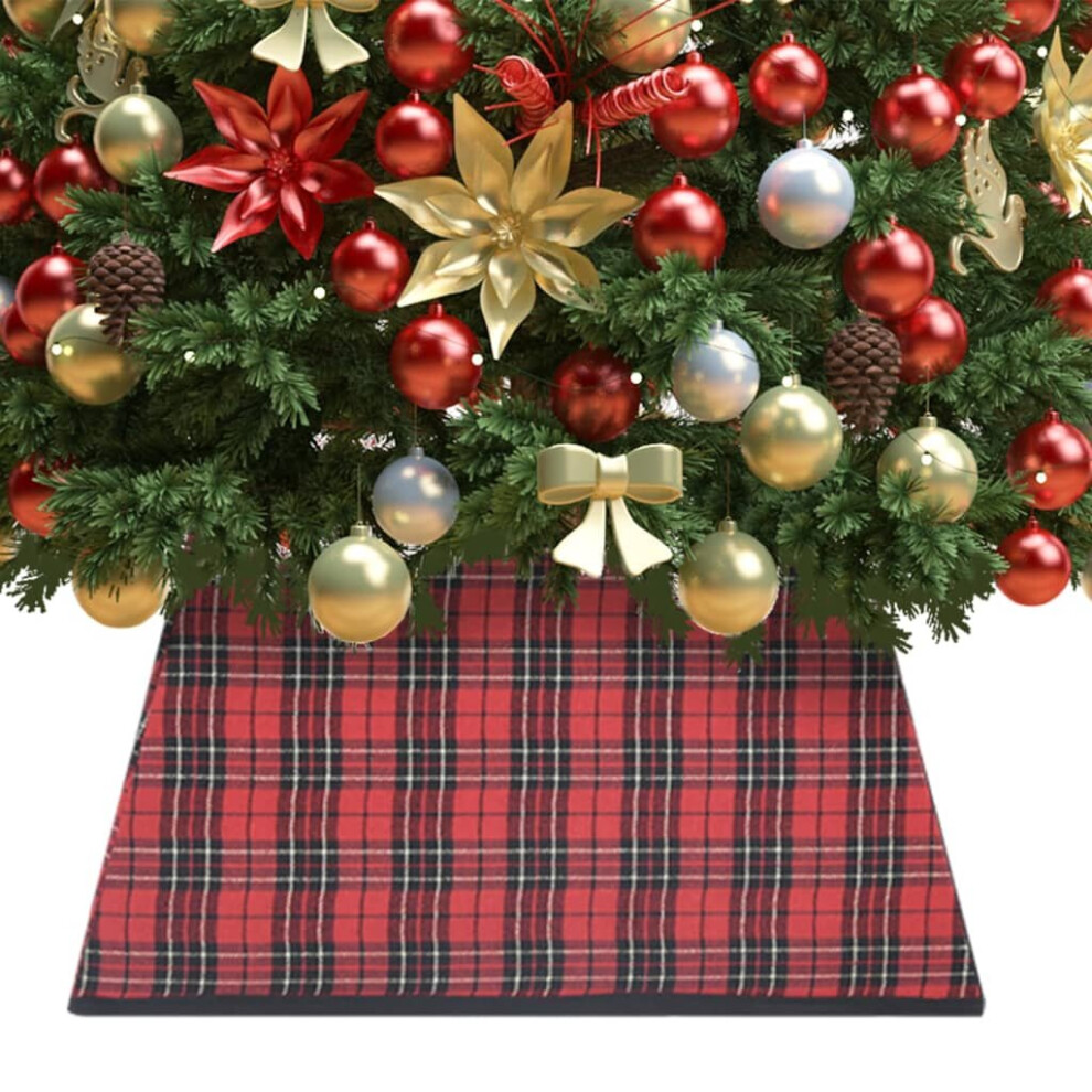 vidaXL Christmas Tree Skirt Red & Black Tree Ornament Decoration Base Cover