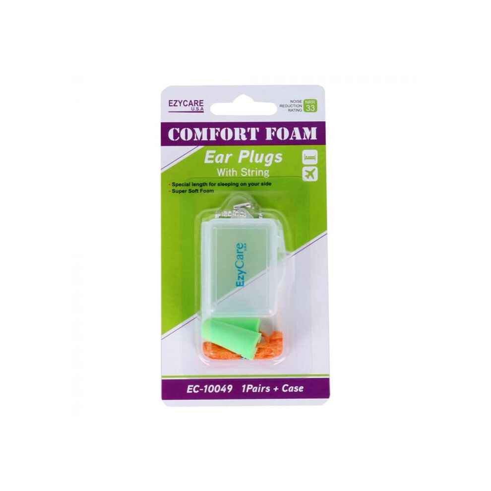 Ezycare Comfort Foam Ear Plugs With String Noise Reduction, Model 10049 4906999920496