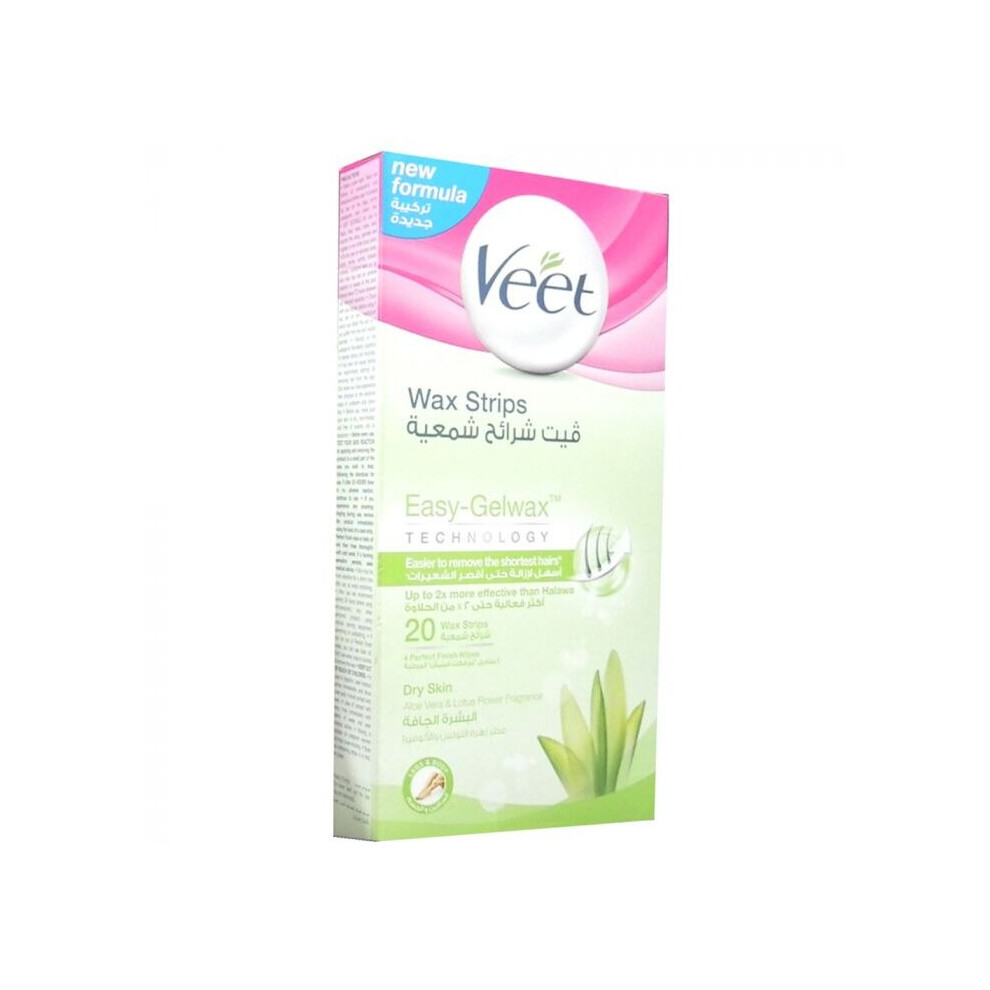 Veet Dry Skin Wax Strips 20's Smooth Hair Removal Solution for Dry Skin (20's)