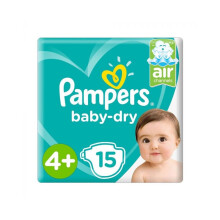 Pampers Baby-Dry 4+ - Trusted Diapers for Babies (Pack of 15's)
